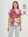 Женская базовая футболка / Акварель, розы