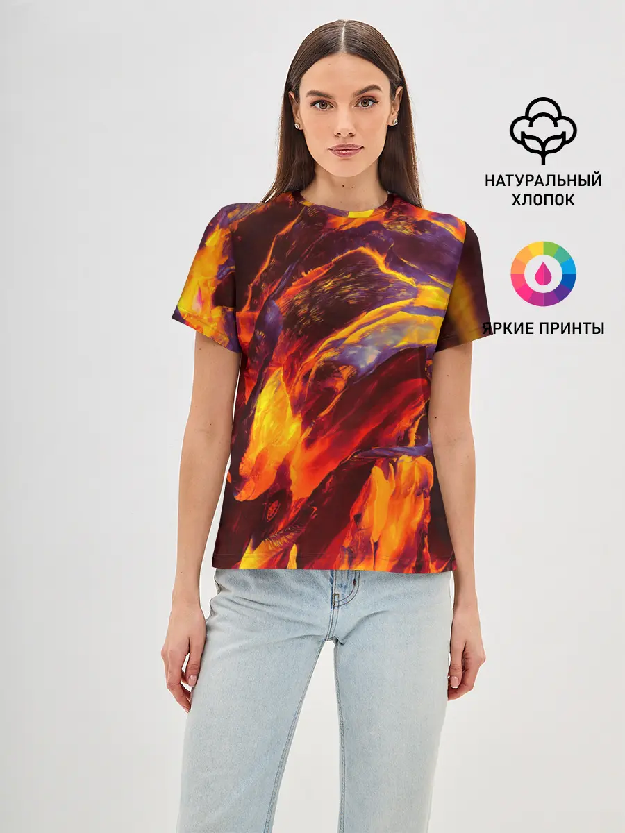 Женская базовая футболка / ОГНЕННЫЙ ГРАНЖ | FIRE GRUNGE