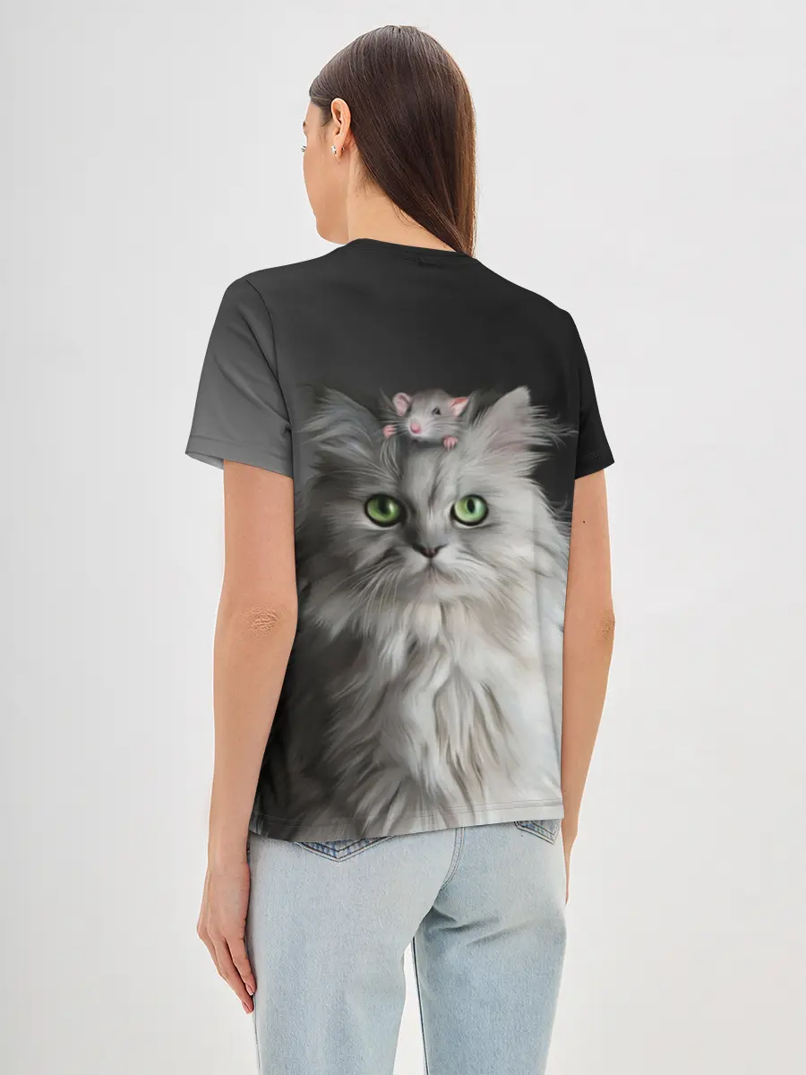 Женская базовая футболка / Кот и мышка