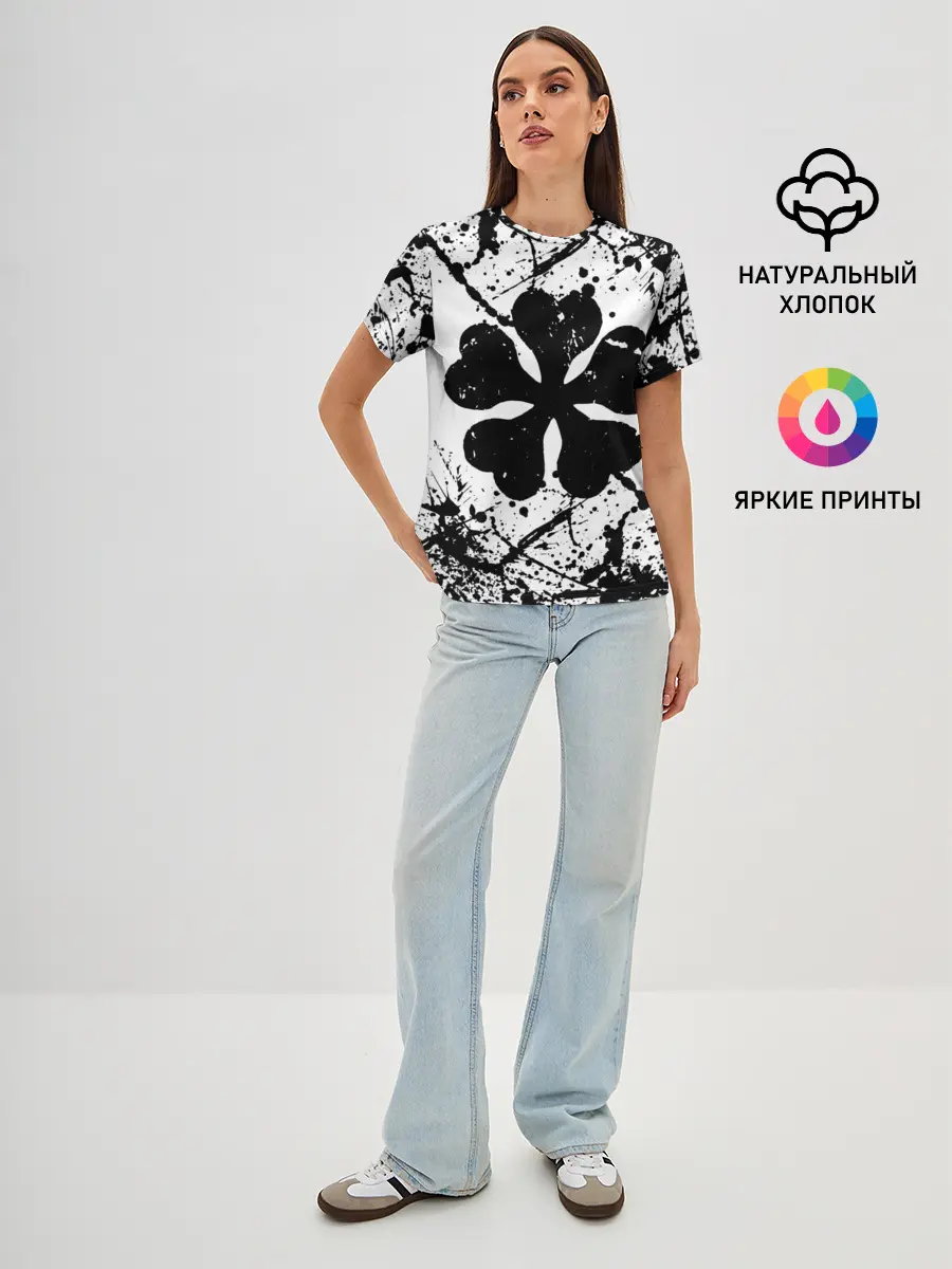 Женская базовая футболка / черный клевер,