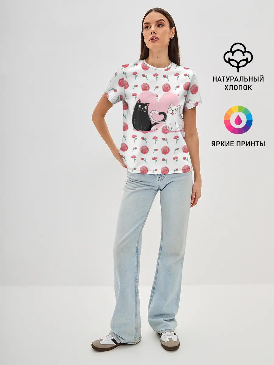 Женская базовая футболка / Милые котики