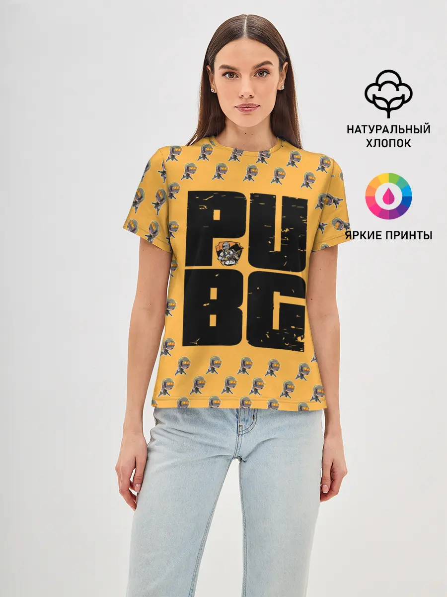 Женская базовая футболка / PUBG PATTERN | ПУБГ ПАТТЕРН