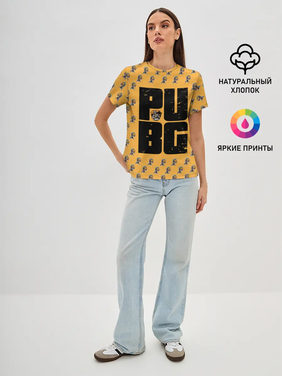 Женская базовая футболка / PUBG PATTERN | ПУБГ ПАТТЕРН