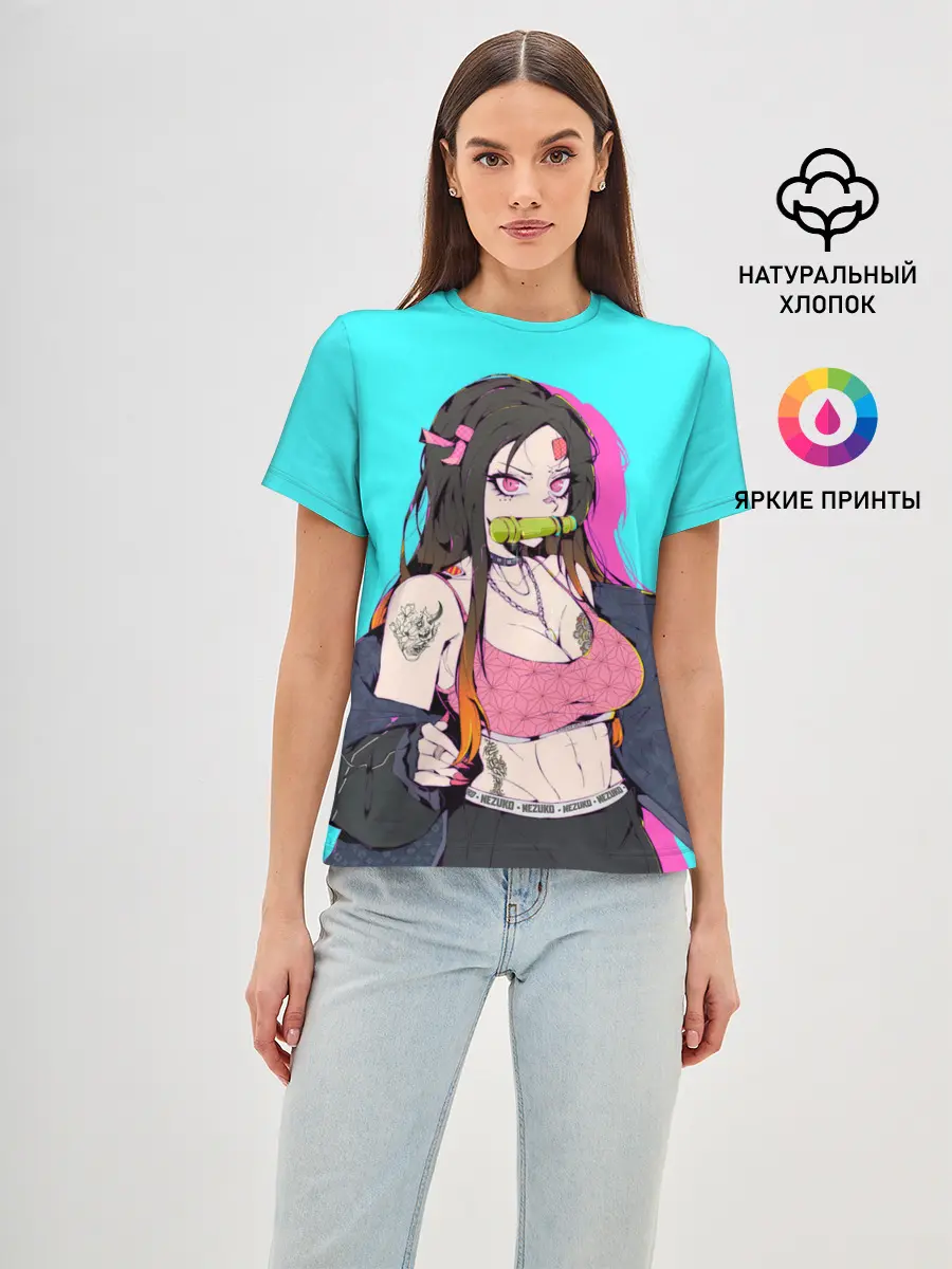 Женская базовая футболка / Стильная Нэезуко