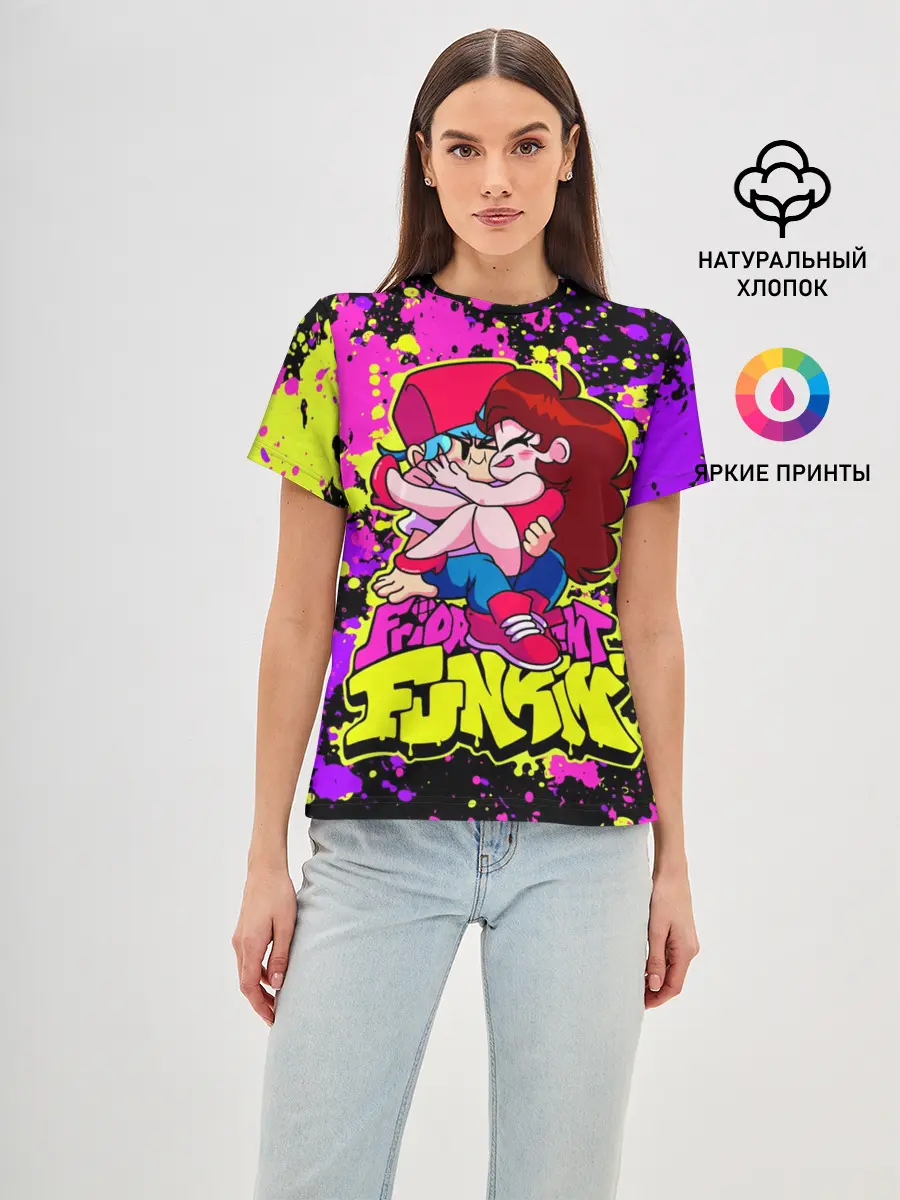 Женская базовая футболка / Парень и Девушка Friday Night