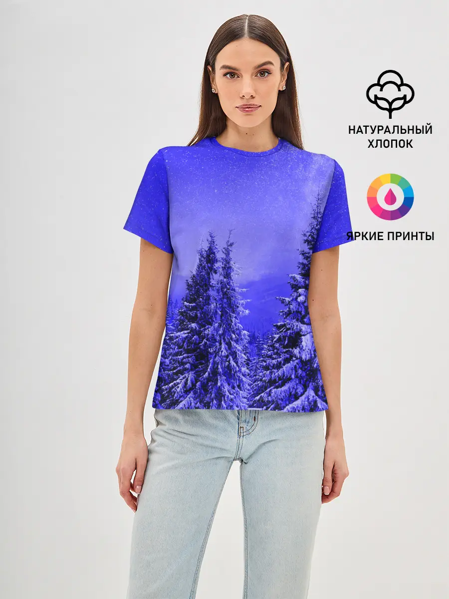 Женская базовая футболка / Зимний лес