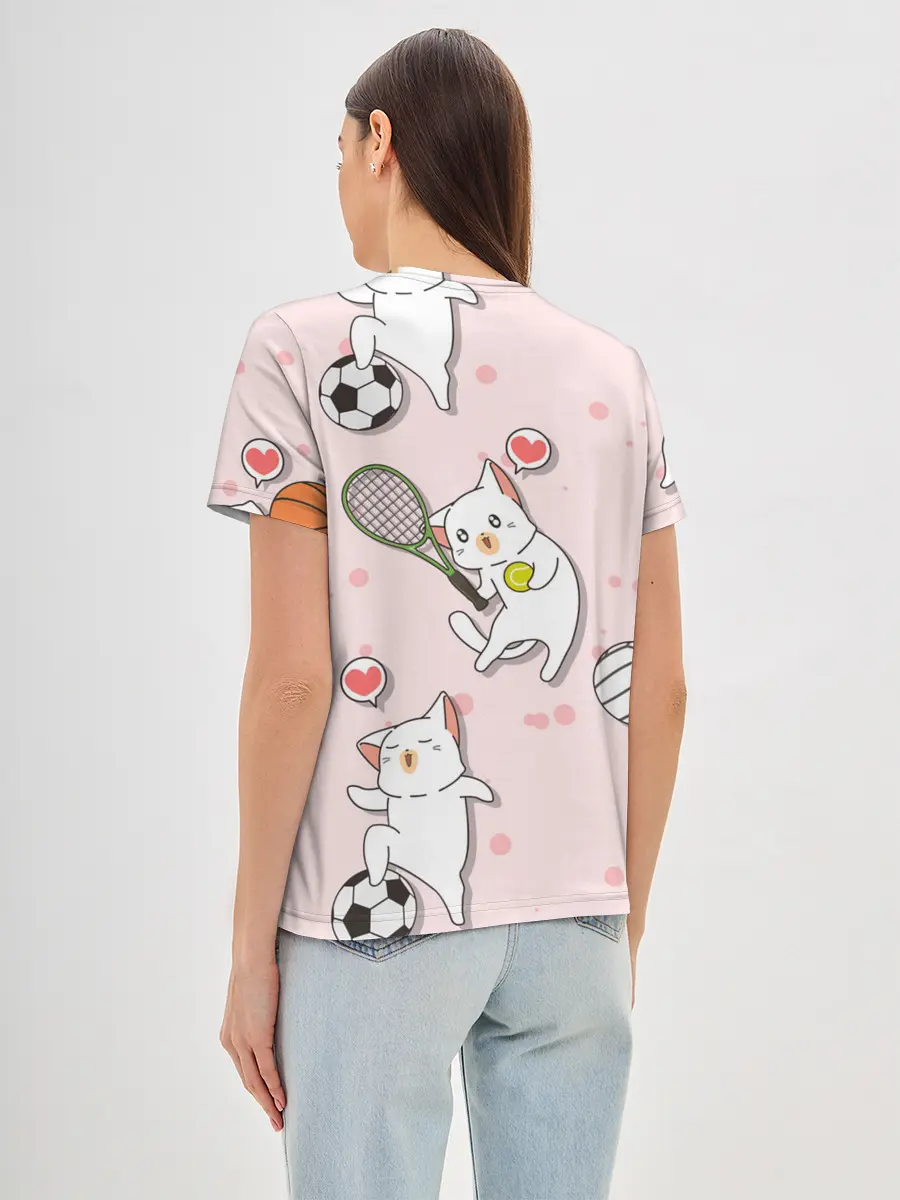Женская базовая футболка / Спортивные котики | Мяу спорт