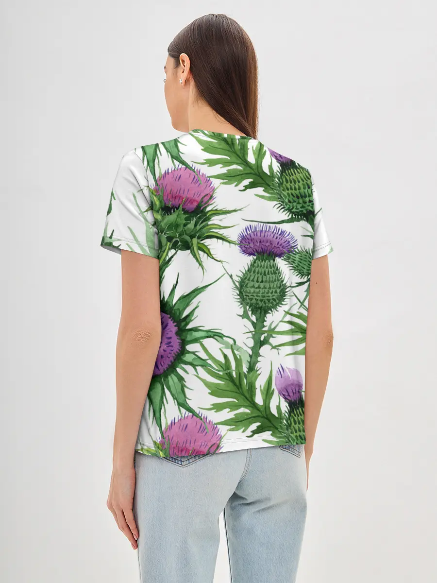 Женская базовая футболка / Цветок репейника