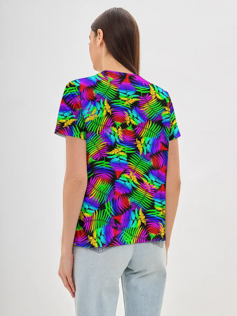 Женская базовая футболка / Неоновый папоротник