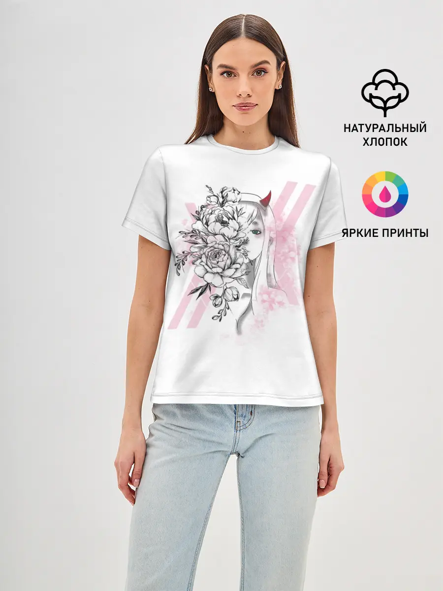 Женская базовая футболка / Zero Two Roses