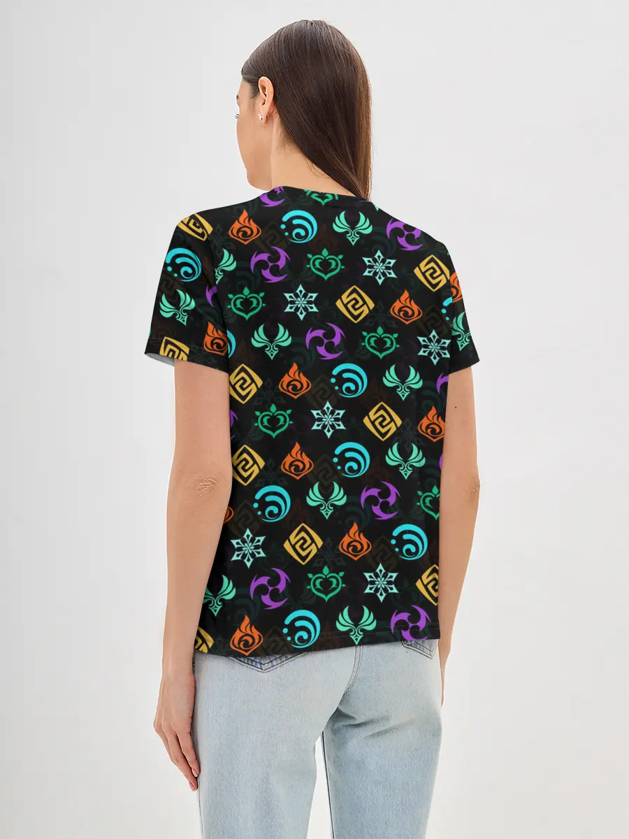 Женская базовая футболка / GENSHIN IMPACT ЭМБЛЕМЫ / ГЕНШИН ИМПАКТ