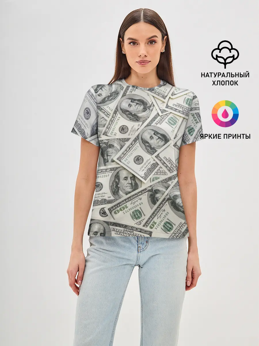 Женская базовая футболка / dollars money