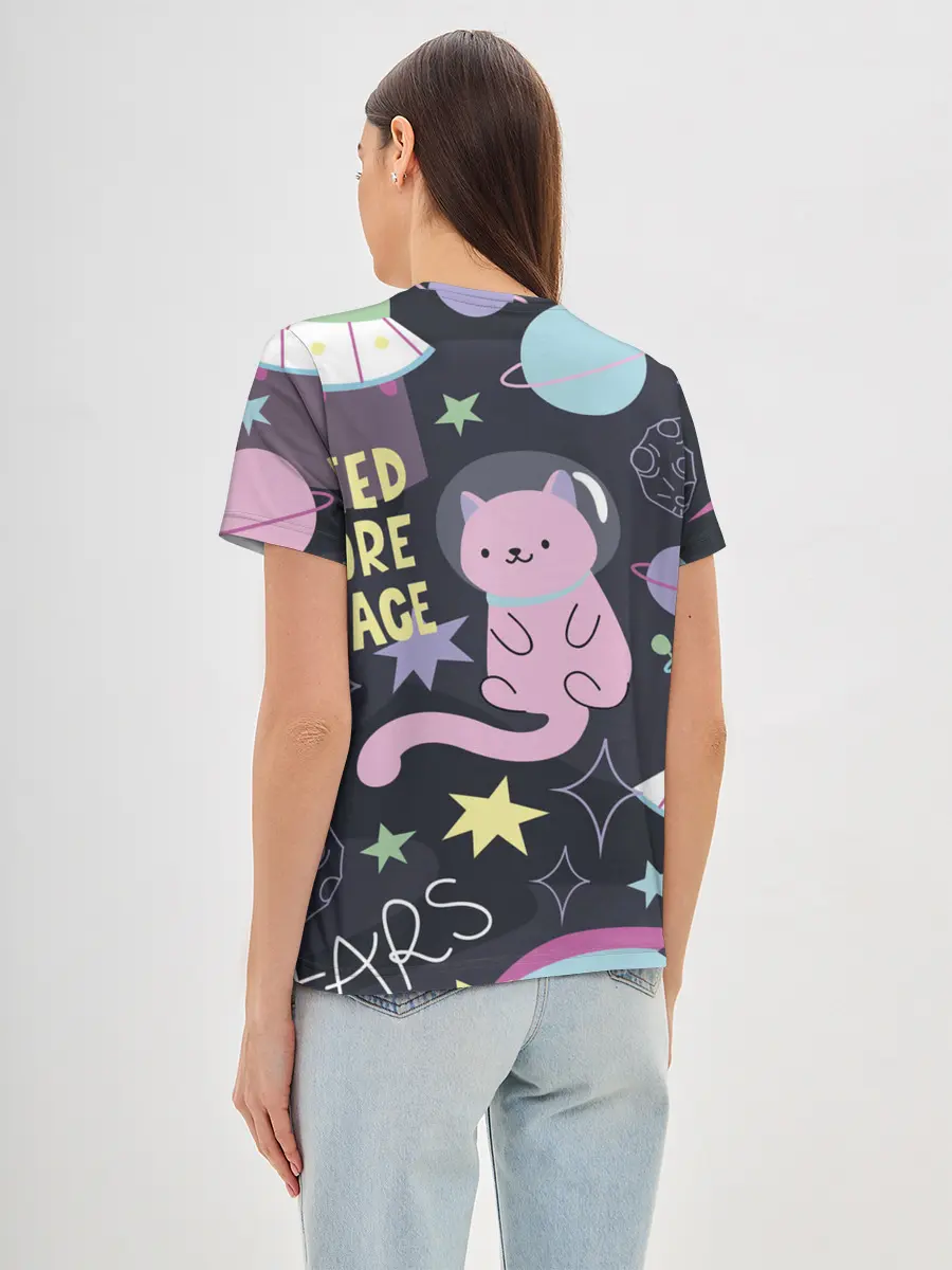 Женская базовая футболка / Космический кот