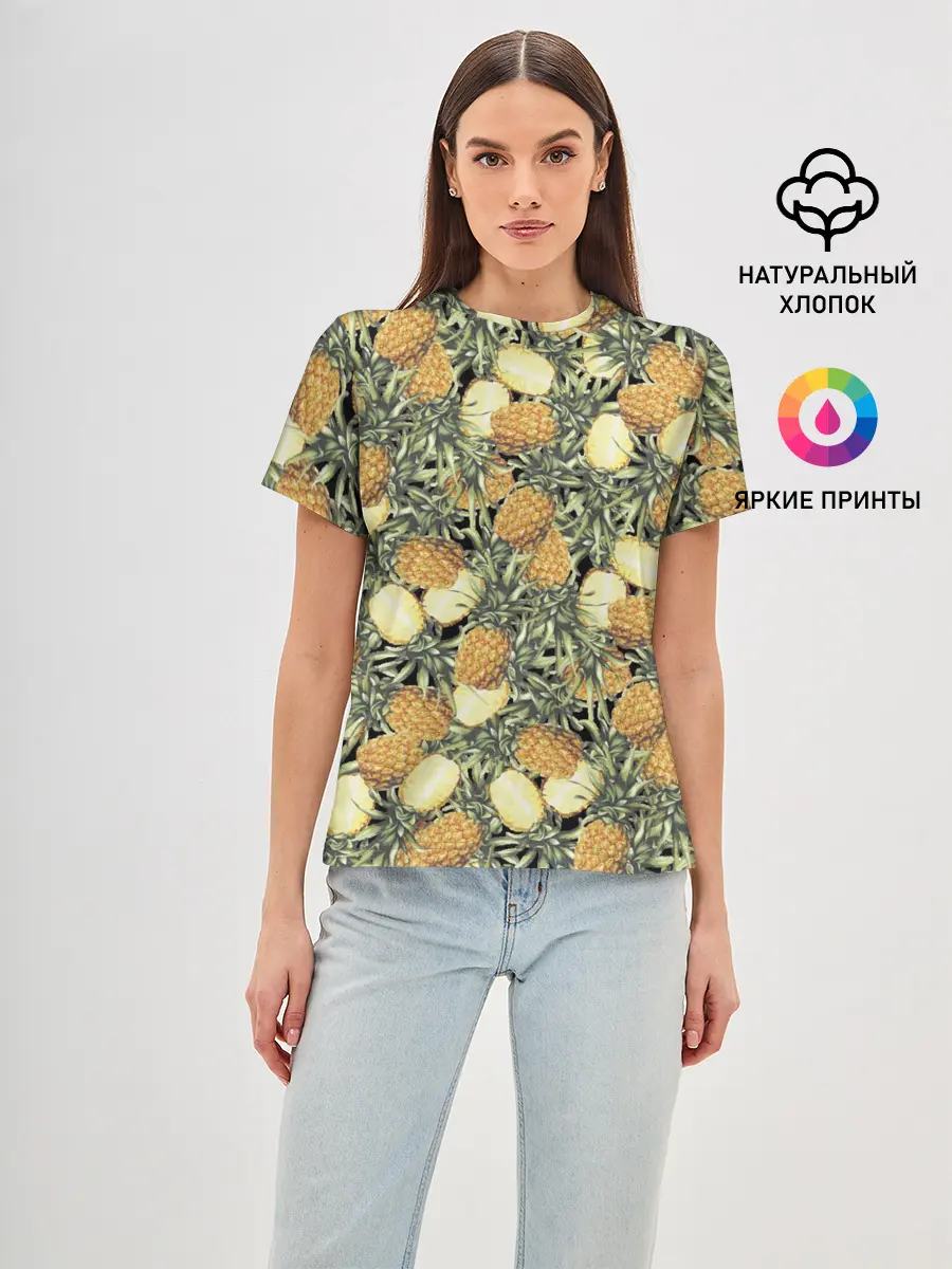 Женская базовая футболка / ананасы