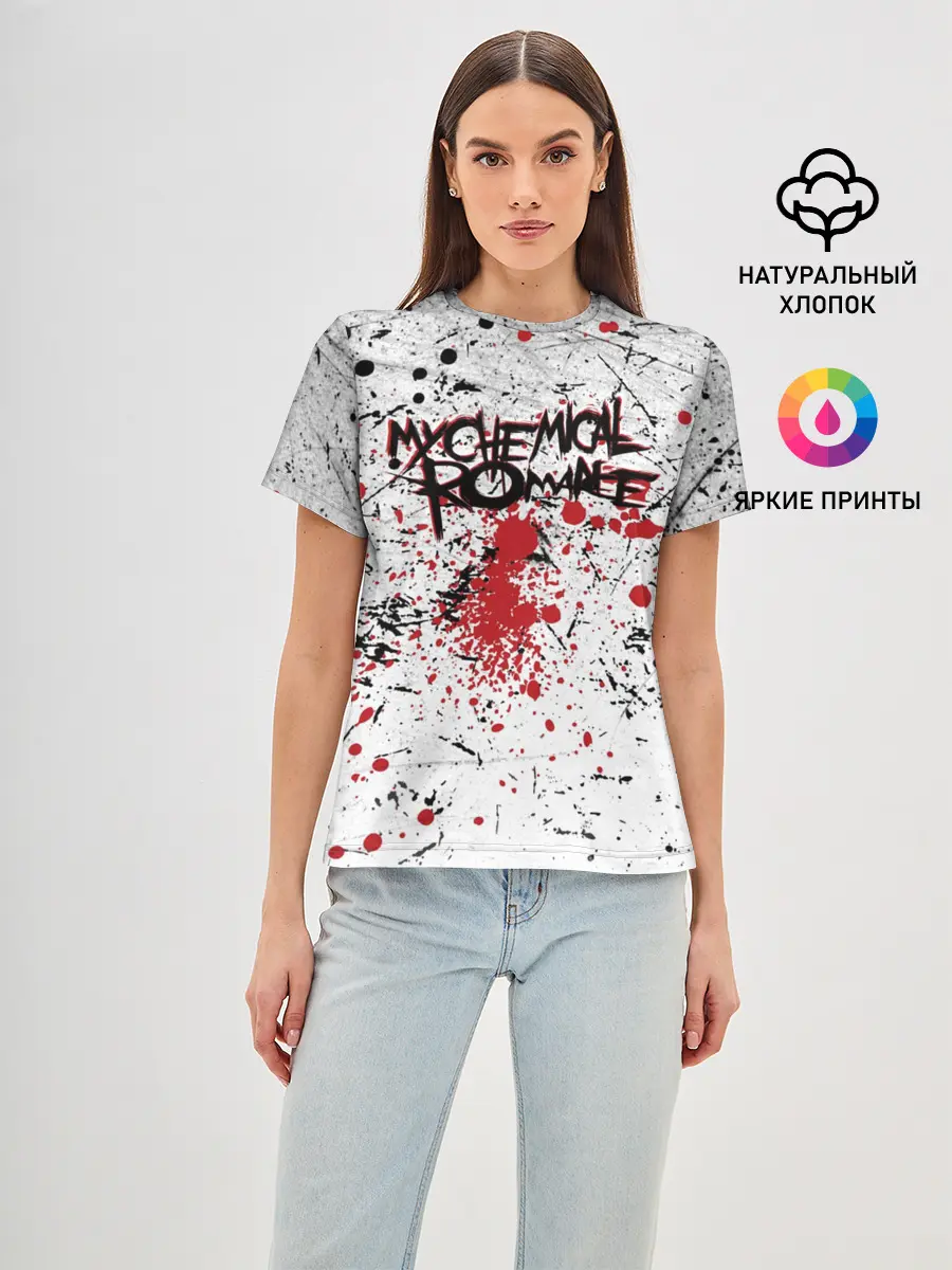 Женская базовая футболка / Кемикал Романс Рок Группа Лого