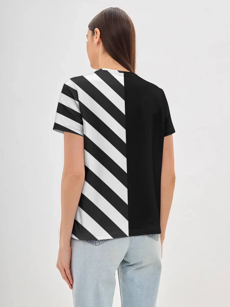 Женская базовая футболка / Черно-Белые Полосы