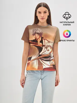 Женская базовая футболка / гинтоки саката самурай