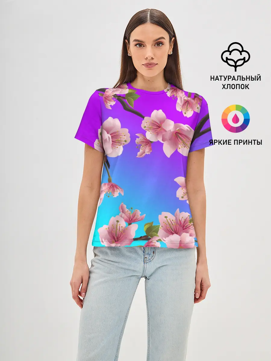 Женская базовая футболка / САКУРА ВИШНЯ