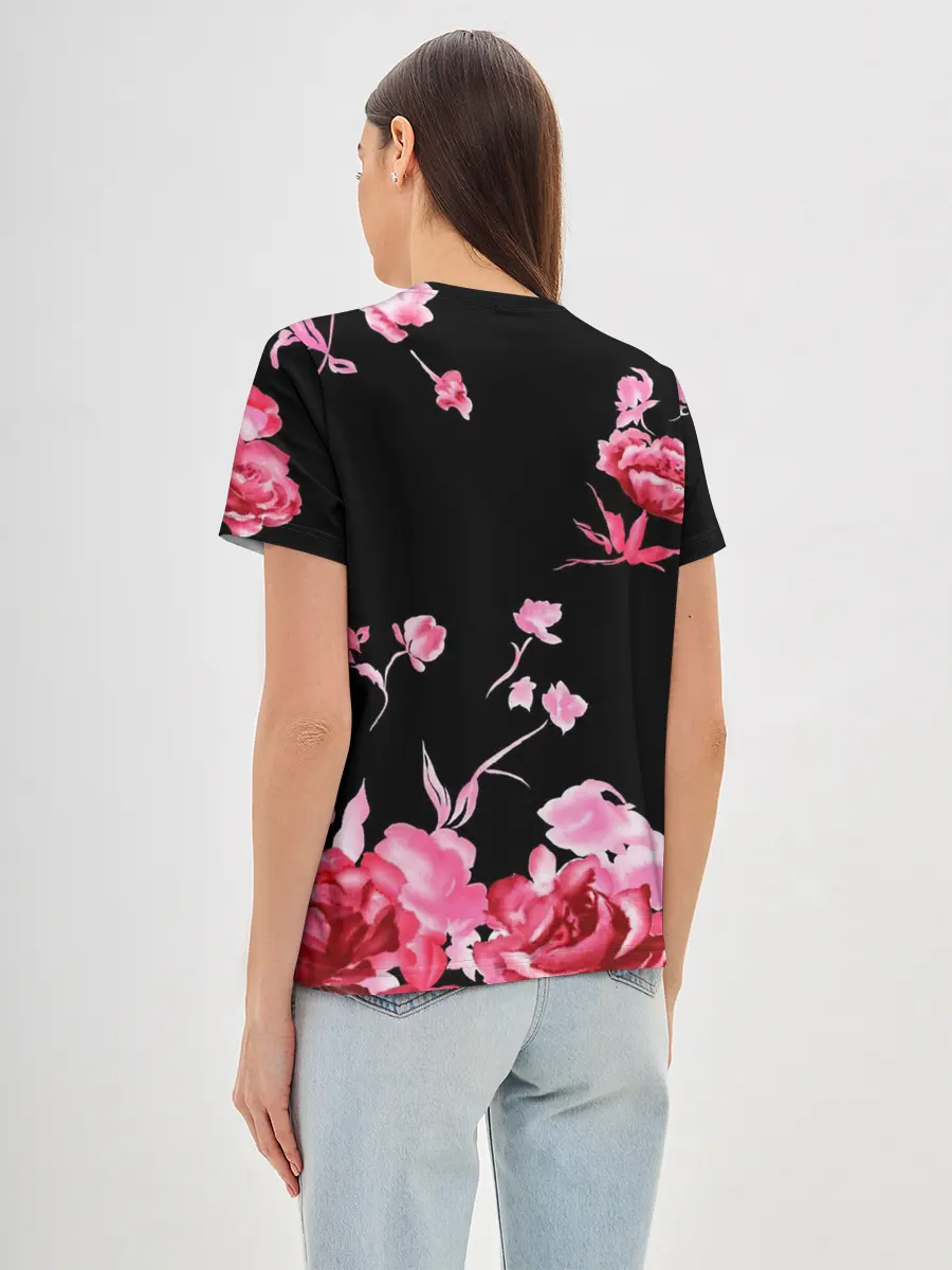 Женская базовая футболка / Яркие розы