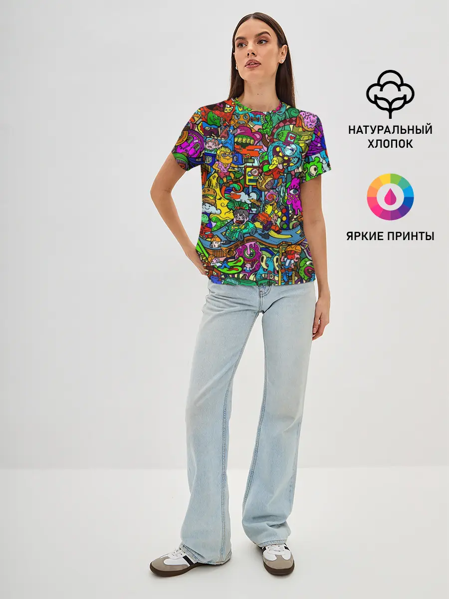 Женская базовая футболка / Веселые узоры