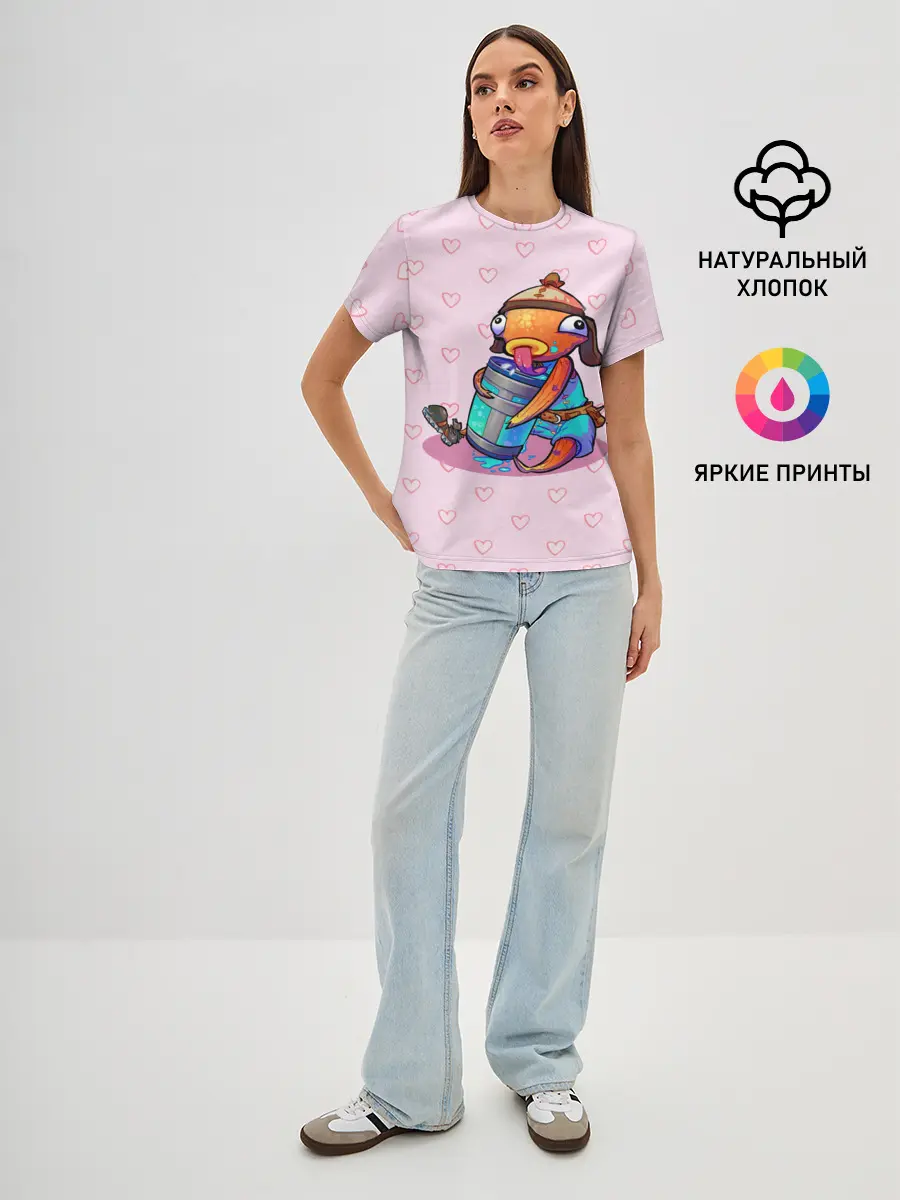 Женская базовая футболка / Рыба Фортнайт