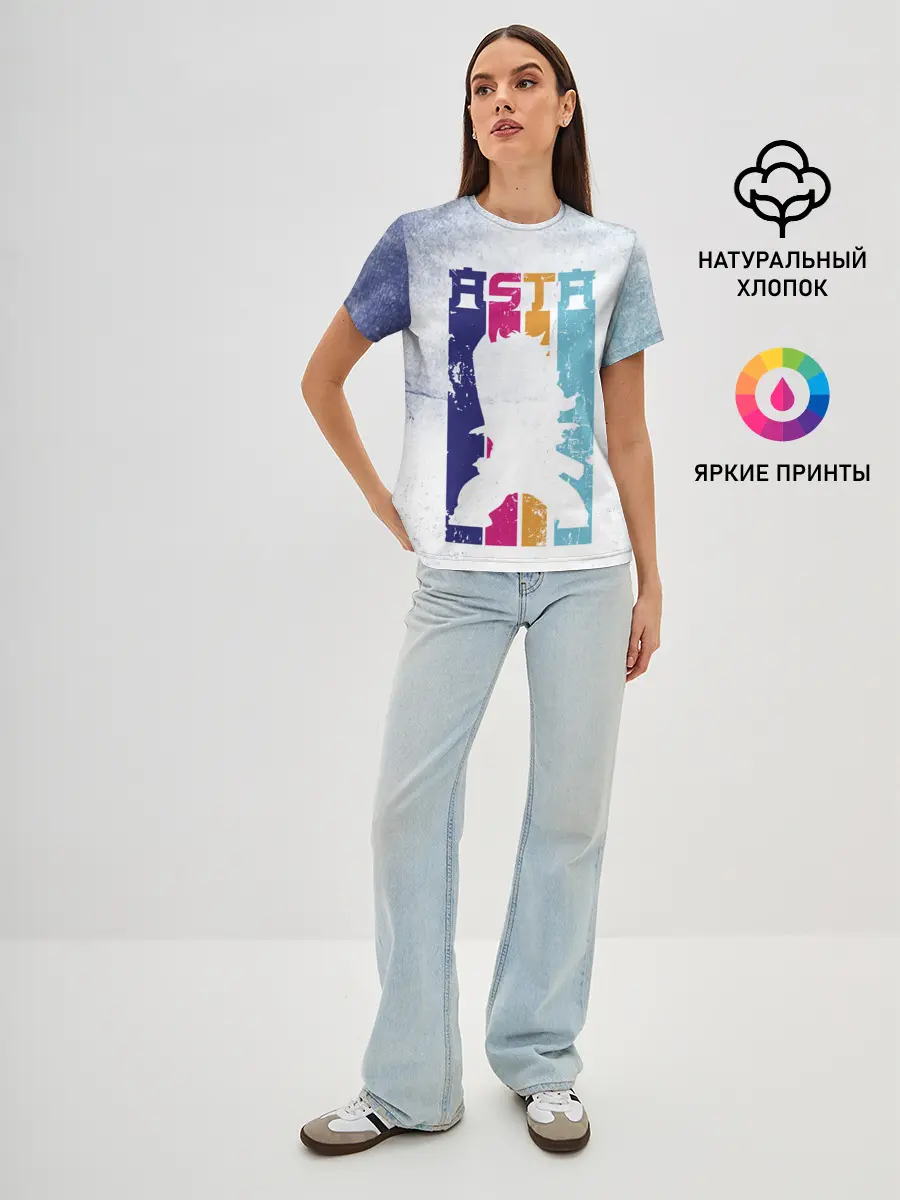 Женская базовая футболка / Стена Аста Чёрный клевер