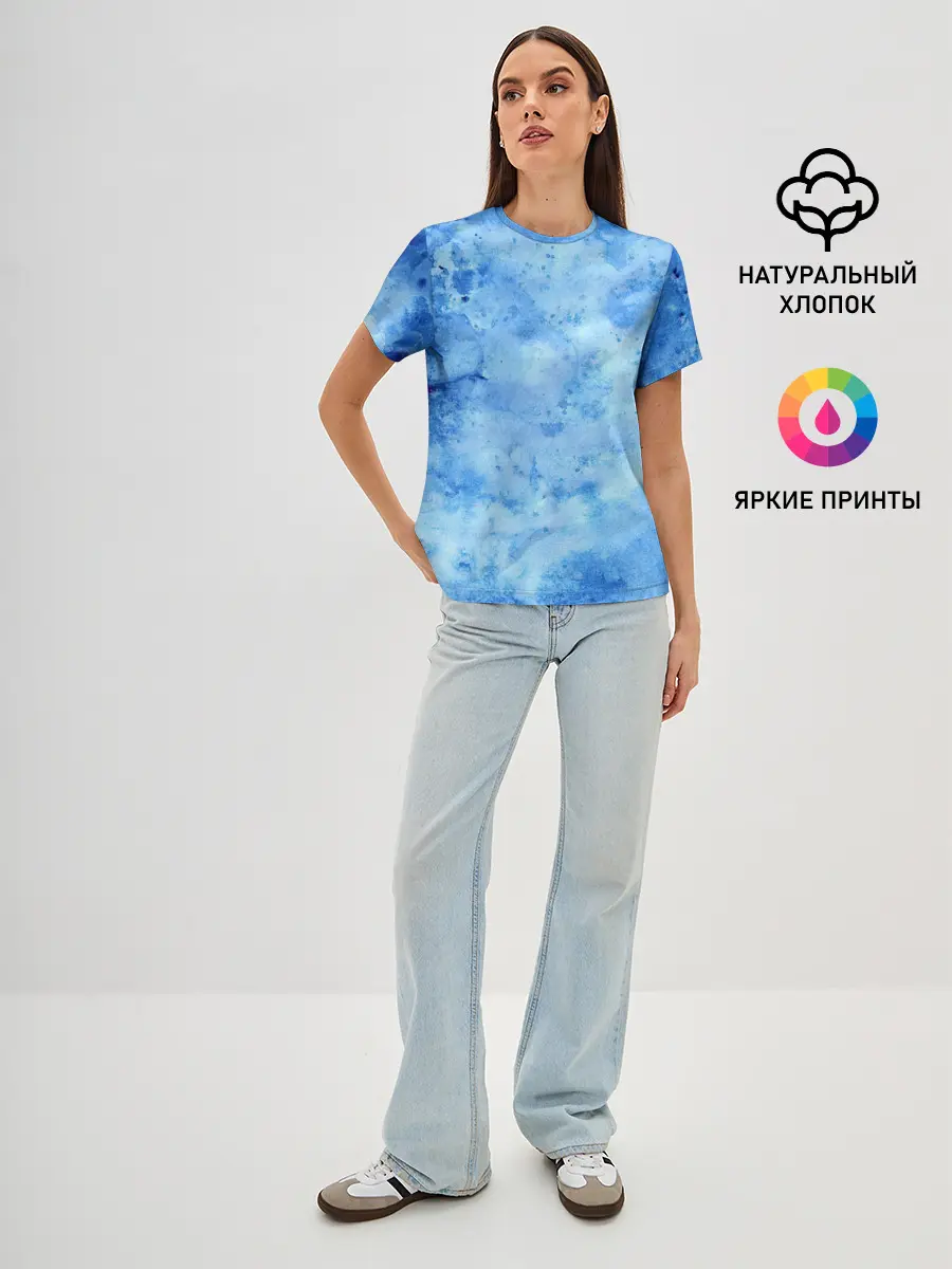 Женская базовая футболка / Красочная синева