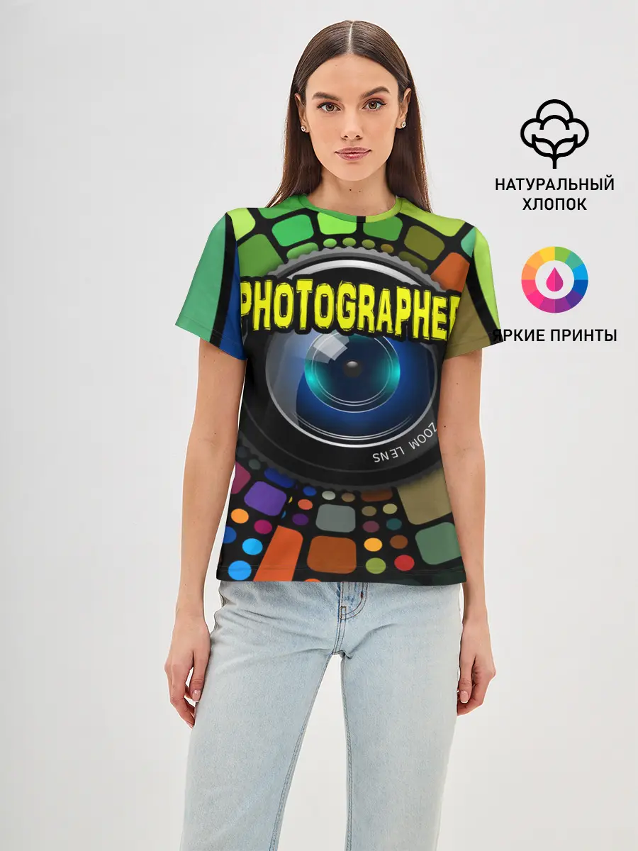 Женская базовая футболка / Фотограф и объектив