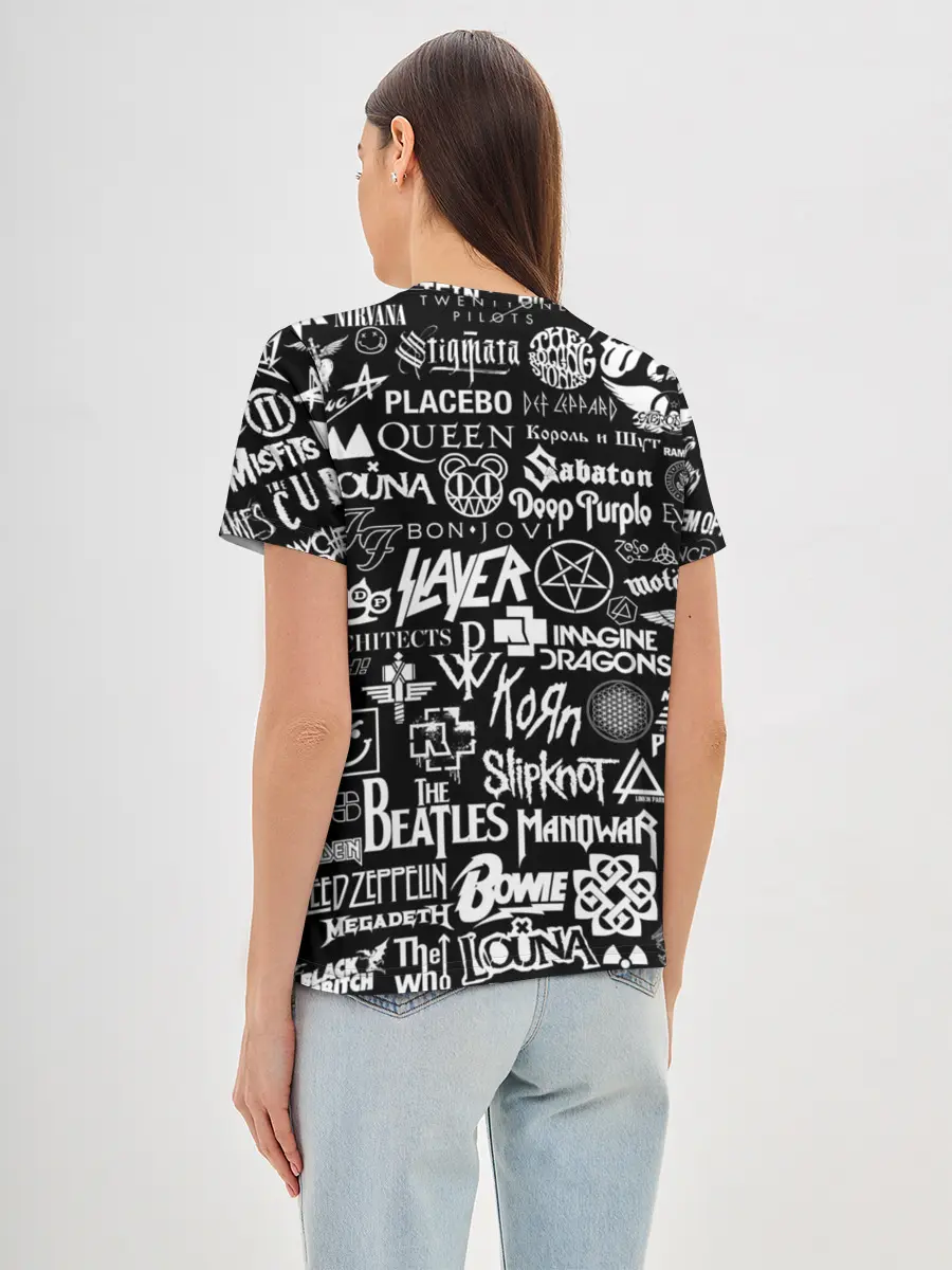 Женская базовая футболка / ЛОГОТИПЫ РОК ГРУПП | ROCK