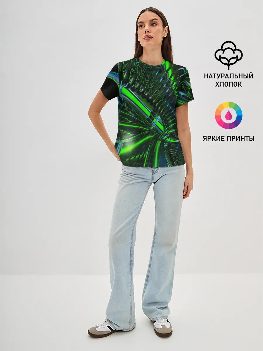Женская базовая футболка / DIGITAL NEON GREEN
