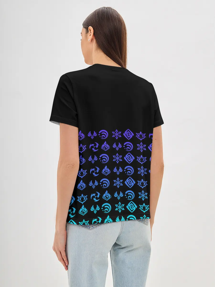 Женская базовая футболка / GENSHIN IMPACT | ЭМБЛЕМЫ NEON