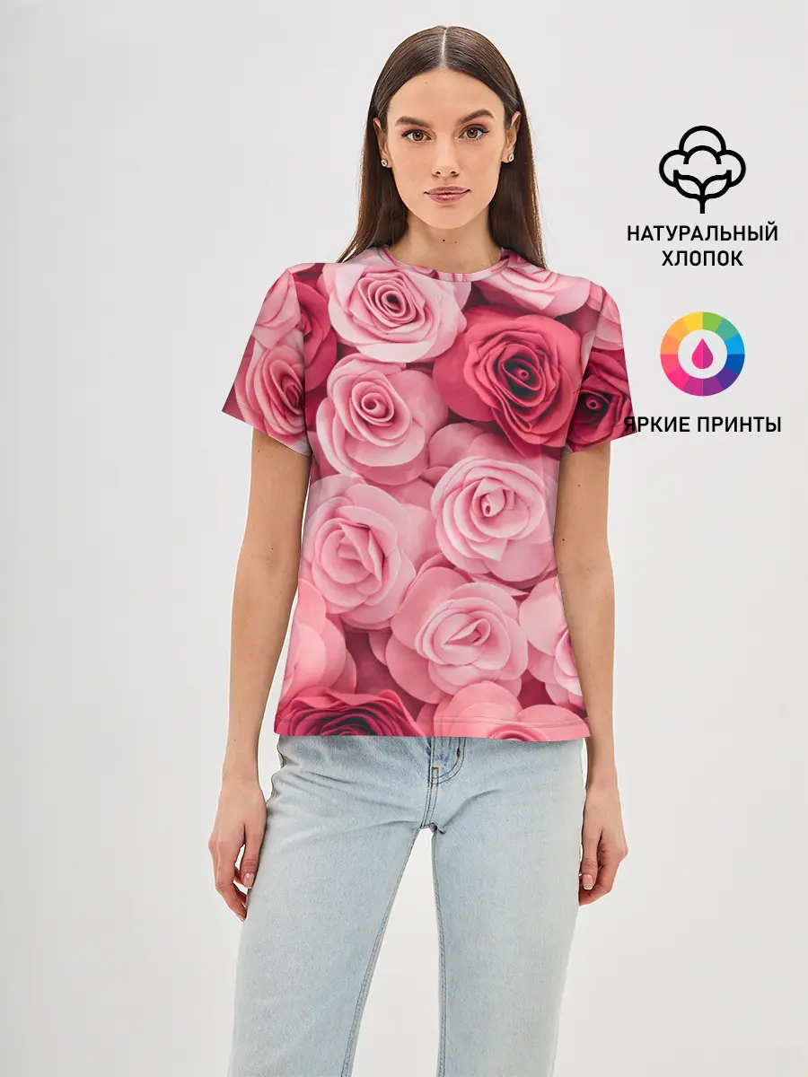 Женская базовая футболка / Розовые Розы