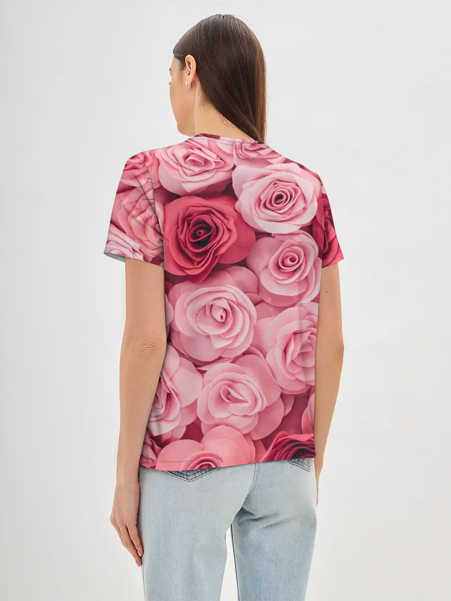 Женская базовая футболка / Розовые Розы