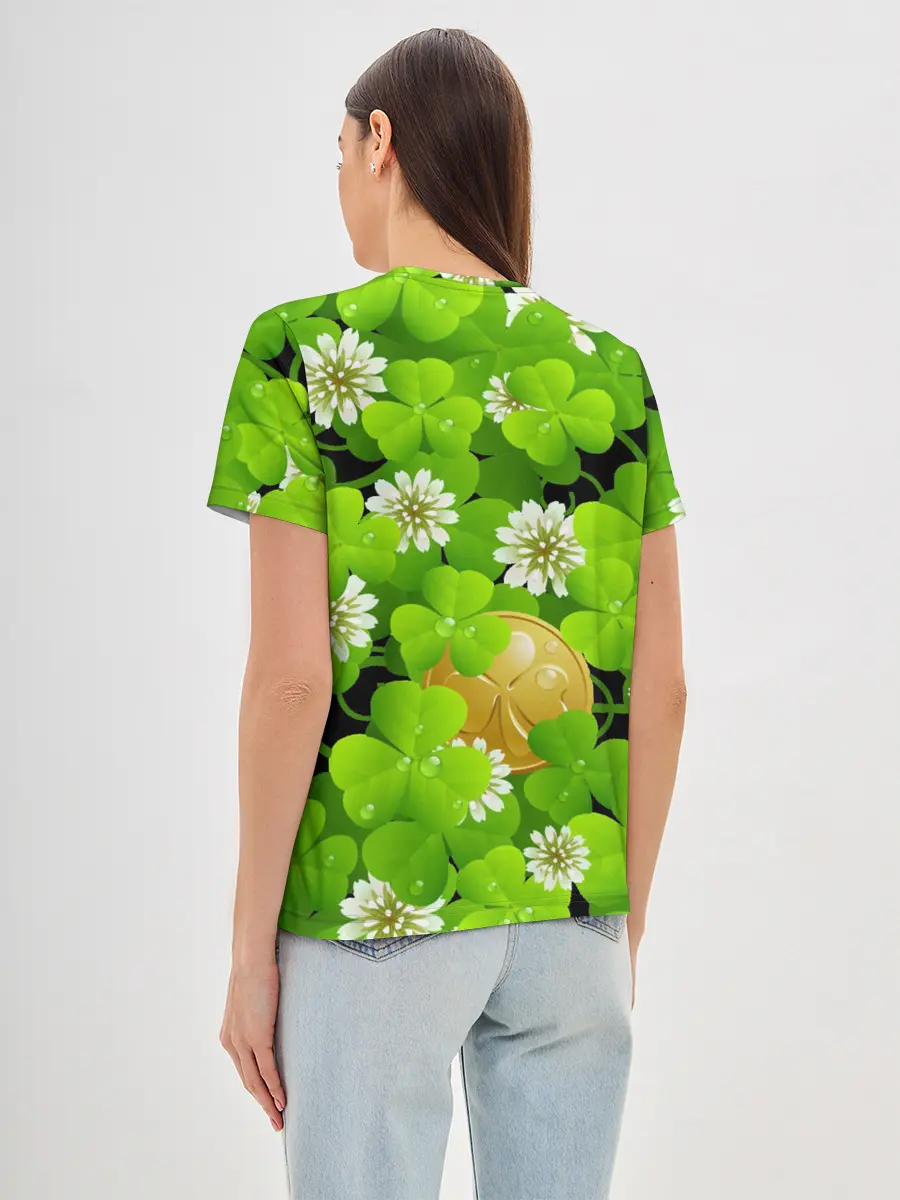 Женская базовая футболка / Ирландский Клевер и Монетка