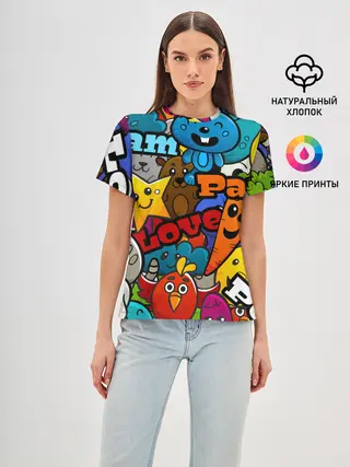 Женская базовая футболка / LOVE | PEACE | PARTY