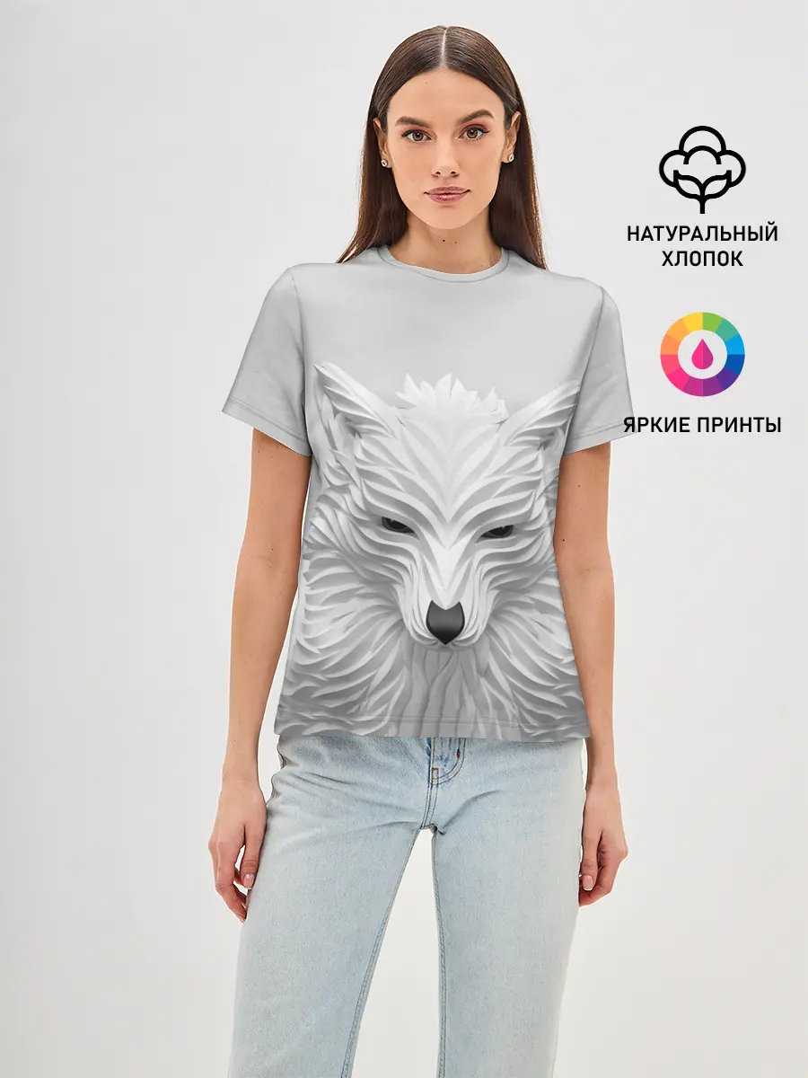 Женская базовая футболка / БЕЛЫЙ ВОЛК