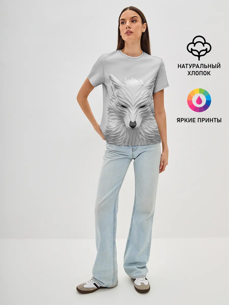 Женская базовая футболка / БЕЛЫЙ ВОЛК
