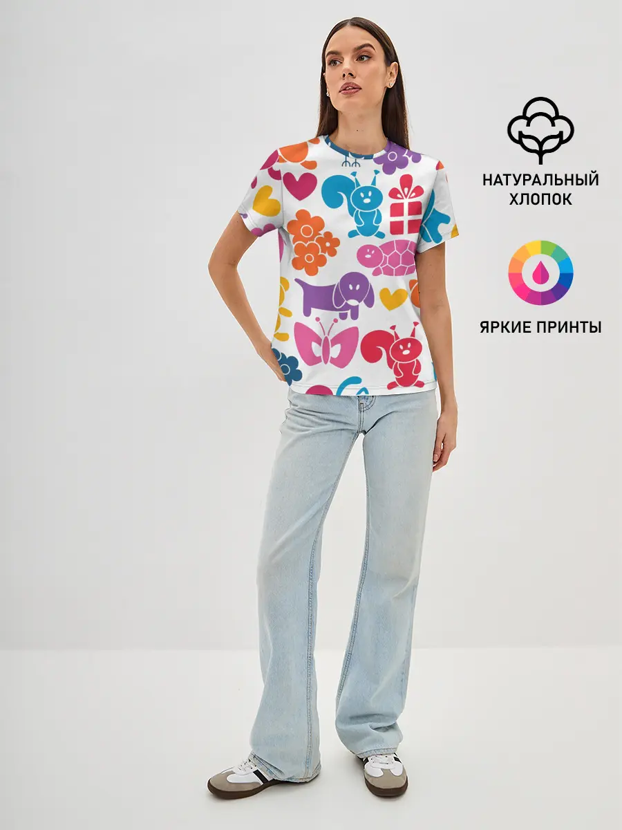 Женская базовая футболка / Звери, детская