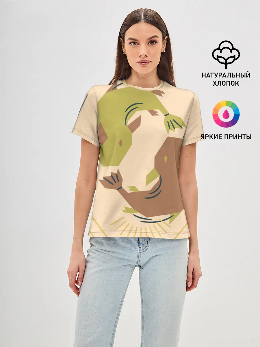 Женская базовая футболка / Рыбы. Знаки зодиака, море