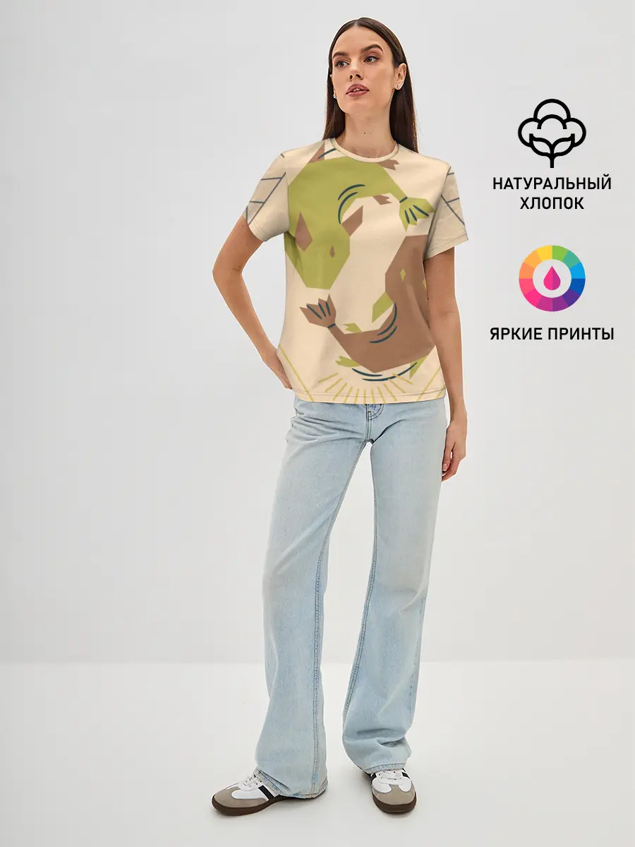 Женская базовая футболка / Рыбы. Знаки зодиака, море