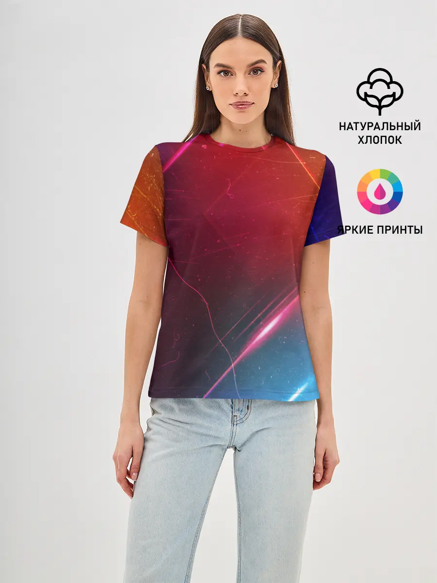 Женская базовая футболка / НЕОНОВАЯ АБСТРАКЦИЯ