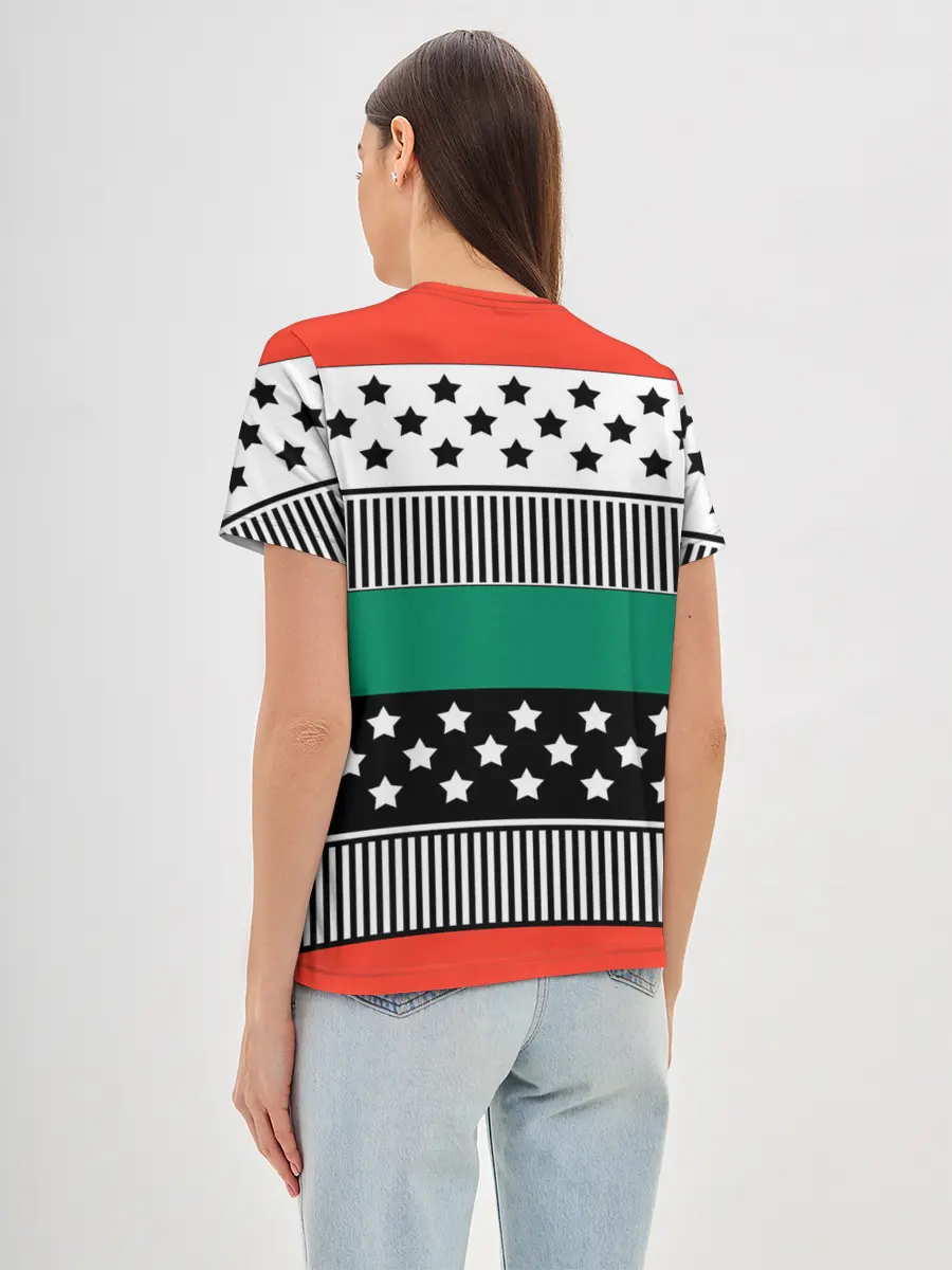 Женская базовая футболка / Полосатый звездный узор