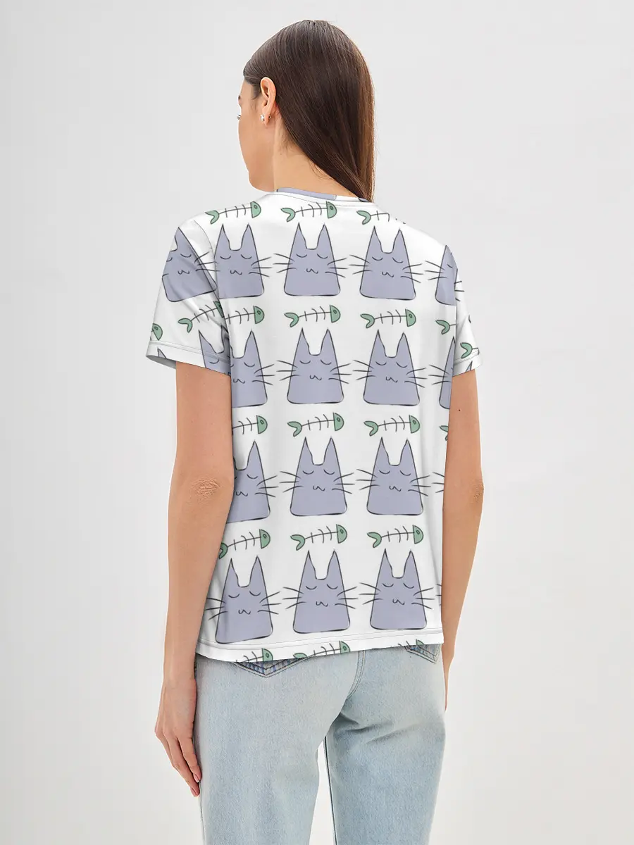 Женская базовая футболка / Кот каваий