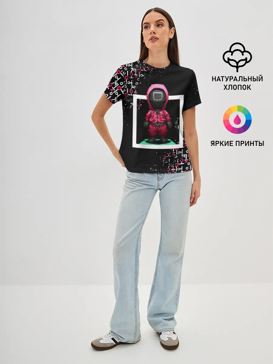 Женская базовая футболка / ИГРА В КАЛЬМАРА | SQUID GAME СТРАЖ