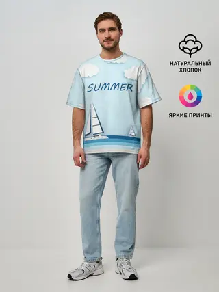 Мужская футболка оверсайз / ПАРУСНИКИ | SUMMER