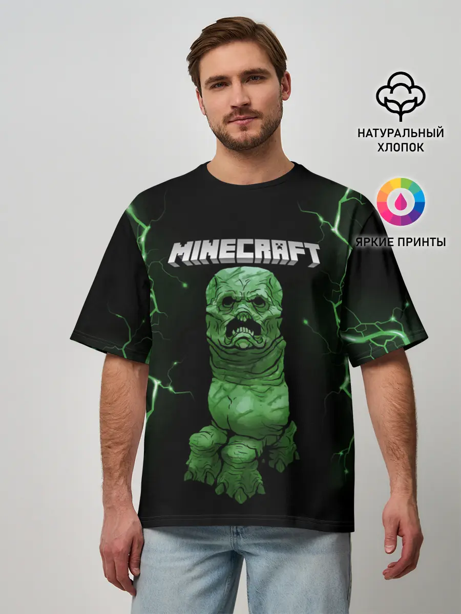 Мужская футболка оверсайз / CREEPER 3D | MINECRAFT 3D