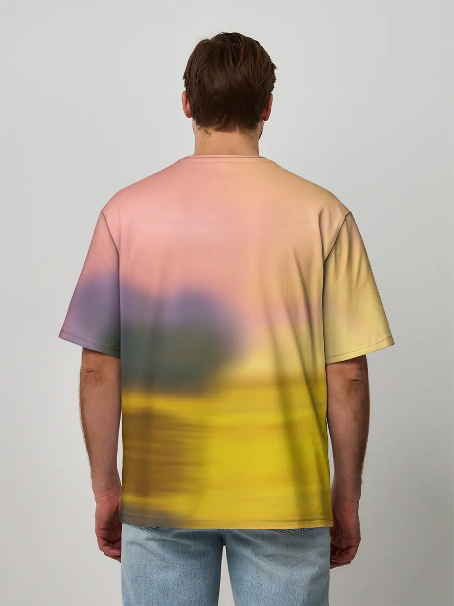 Мужская футболка оверсайз / Дракончик на берегу озера