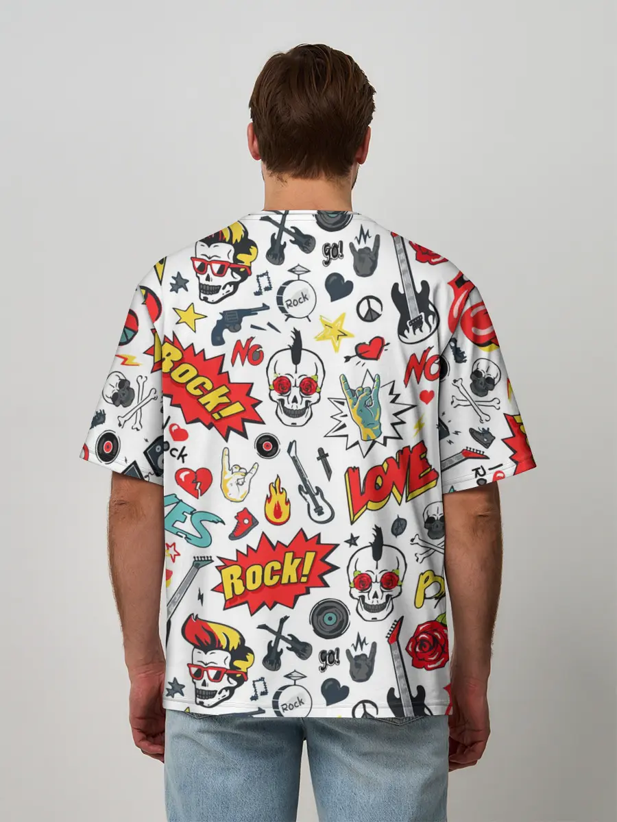 Мужская футболка оверсайз / Я ЛЮБЛЮ РОК