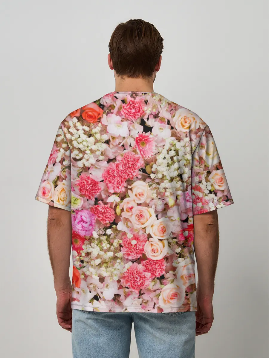 Мужская футболка оверсайз / Розы | Roses