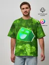 Мужская футболка оверсайз / Geometry Dash | Green Love